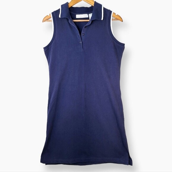 Carolyn Taylor Dresses & Skirts - Carolyn Taylor Navy Blue Sleeveless Mini Polo Tennis Dress Vintage Retro Sz S